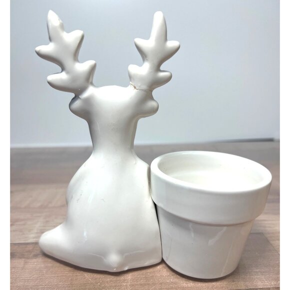 Ceramic Reindeer Tealight Holder With Light - Picture 4 of 5